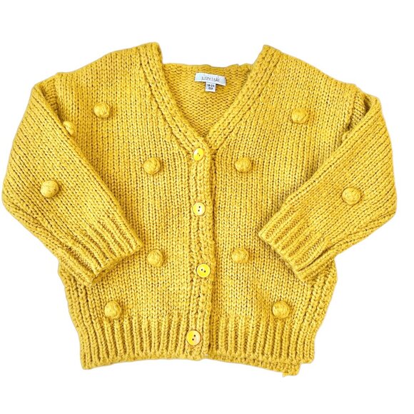 Justy Bae Baby Gir Cardigan Yellow Size 18-24 Months Knit Bubble Bobble - Picture 1 of 4